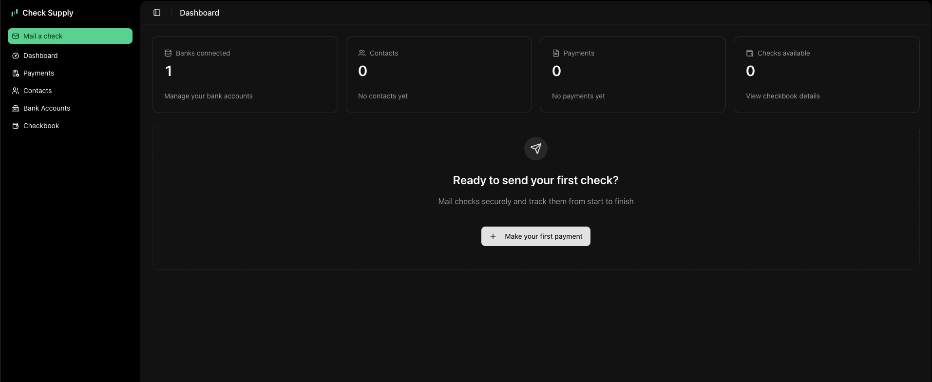 Check Supply web dashboard